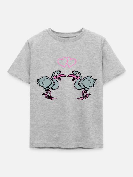 strauß comic verliebt - Kinder T-Shirt - Grau meliert