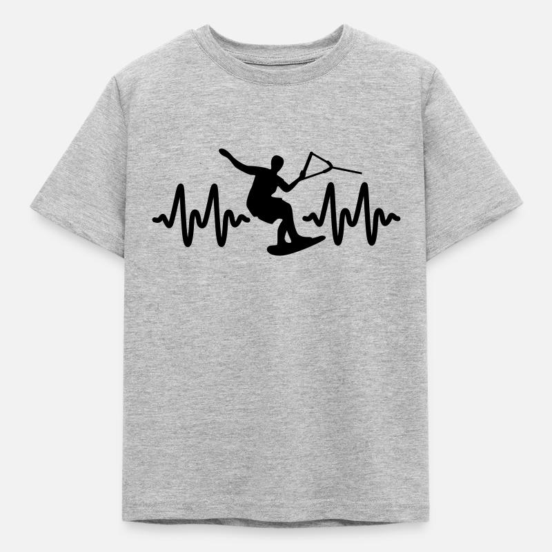 wakeboarden - Kinder T-Shirt - Grau meliert