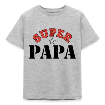 Super papa. Superpapa. Fête des pères. Papa - T-shirt Enfant - gris chiné - Devant - AI Model Kid Male (0cm)