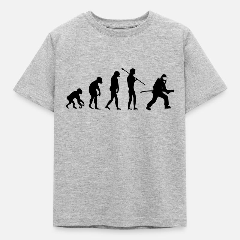 feuerwehr_evolution_01 - Kinder T-Shirt - Grau meliert