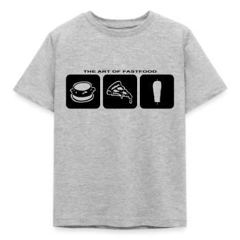 Fast food food drink burgers fries pizza - Kids' T-Shirt - heather grey - Front - AI Model Kid Male (0cm)