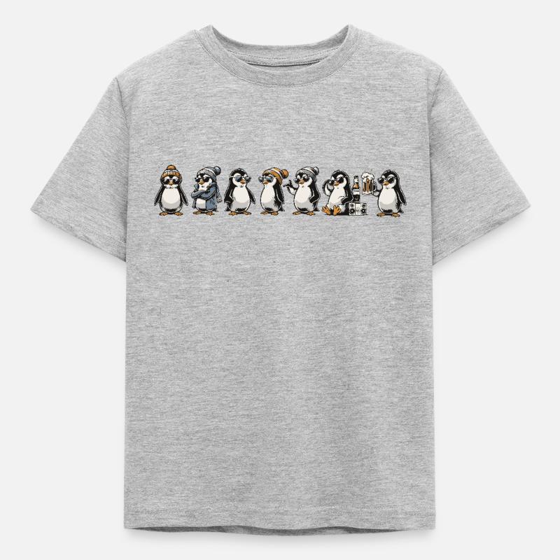 Coole Pingus - Kinder T-Shirt - Grau meliert