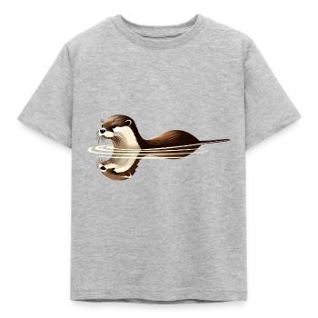Fischotter - Kinder T-Shirt - Grau meliert - Vorne - AI Model Kid Male (0cm)