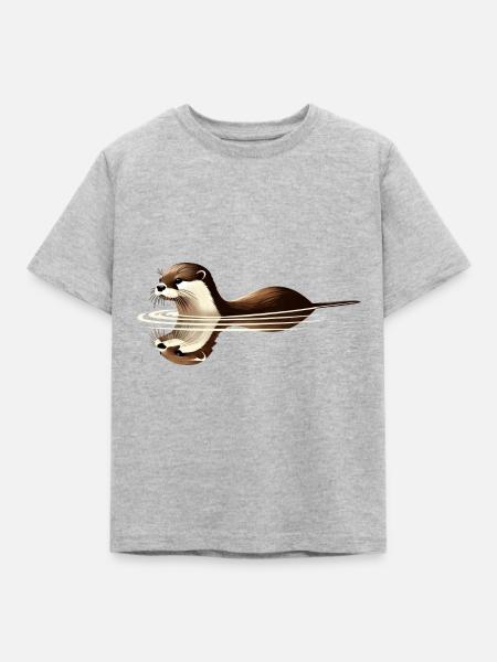 Fischotter - Kinder T-Shirt - Grau meliert