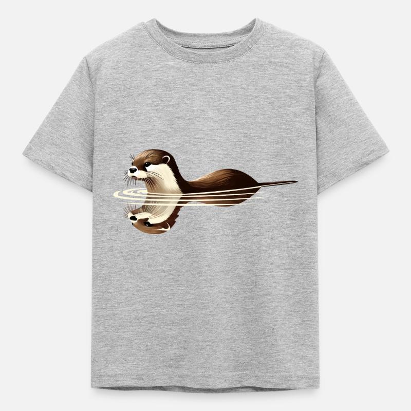 Fischotter - Kinder T-Shirt - Grau meliert