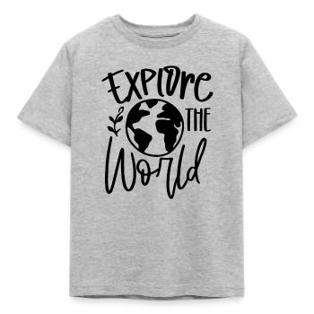 Erkunde die Welt, erkunde überall - Kinder T-Shirt - Grau meliert - Vorne - AI Model Kid Male (0cm)