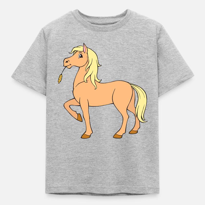 Pferd - Kinder T-Shirt - Grau meliert