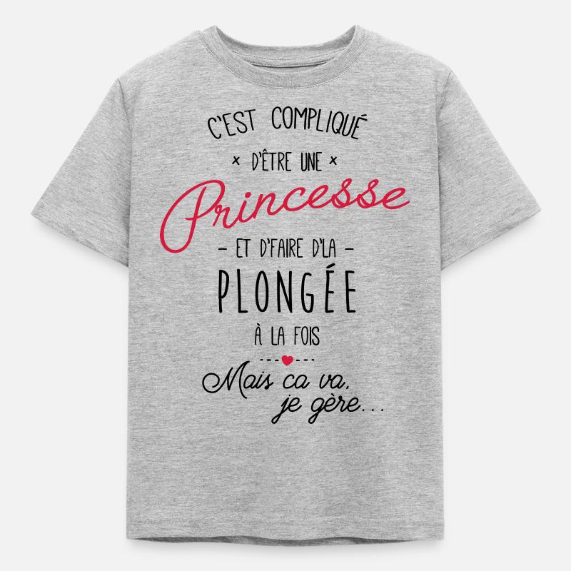 princesse et Plongée - T-shirt Enfant - gris chiné
