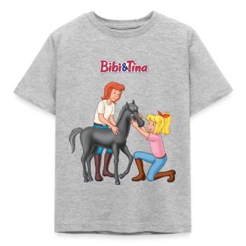 Bibi und Tina striegeln Sabrina - Kinder T-Shirt - Grau meliert - Vorne - AI Model Kid Male (0cm)