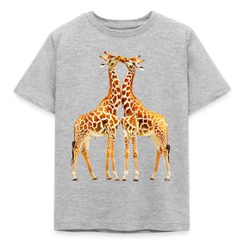 Giraffen haben einen langen Hals - Kinder T-Shirt - Grau meliert - Vorne - AI Model Kid Male (0cm)