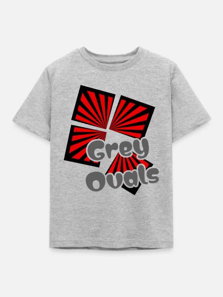 Rote Quadrate Graue Ovale - Kinder T-Shirt - Grau meliert
