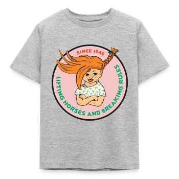 Pippi Langstrumpf Design Wilde Pippi Mit Spruch - Kinder T-Shirt - Grau meliert - Vorne - AI Model Kid Male (0cm)