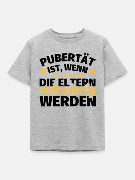 Pubertät lustige Sprüche - Kinder T-Shirt - Grau meliert