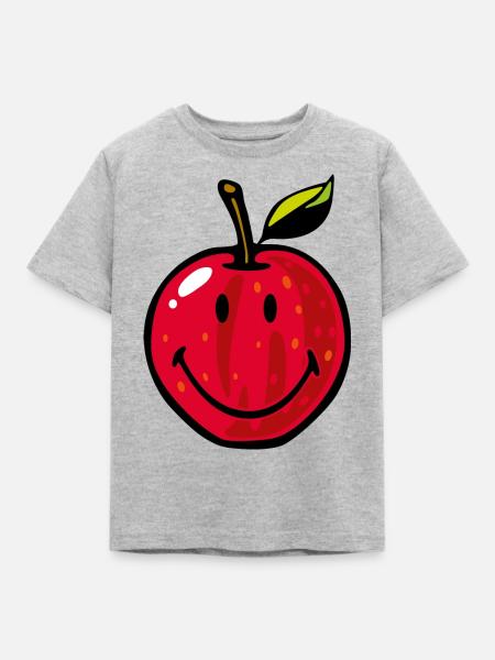 Smiley Red Apple - Kinder T-Shirt - Grau meliert