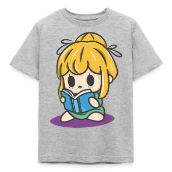 Mädchen liest - Kinder T-Shirt - Grau meliert - Vorne - AI Model Kid Male (0cm)