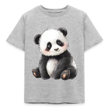 Süßer Baby Panda - Kinder T-Shirt - Grau meliert - Vorne - AI Model Kid Male (0cm)