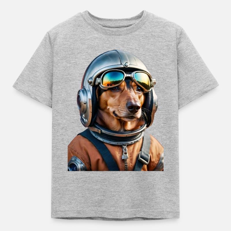 Teckel de l’espace | Chien dans l’espace - T-shirt Enfant - gris chiné