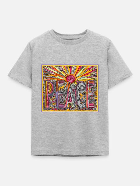 peace happy hippie no war - Kinder T-Shirt - Grau meliert
