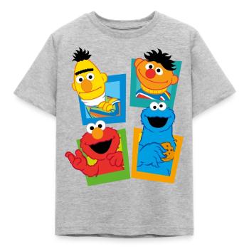 Sesamstraße Schild Ernie und Bert - Kinder T-Shirt - Grau meliert - Vorne - AI Model Kid Male (0cm)