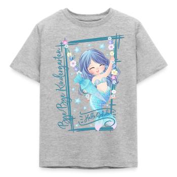 Bye Bye Kindergarten Schulkind 2026 Meerjungfrau - Kinder T-Shirt - Grau meliert - Vorne - AI Model Kid Male (0cm)