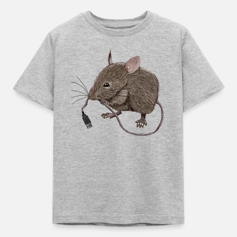 USB-Maus - Kinder T-Shirt - Grau meliert