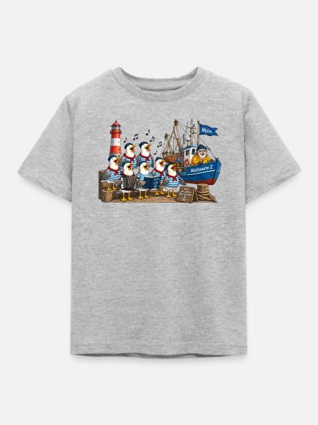 Seemöwen Chor - Kinder T-Shirt - Grau meliert