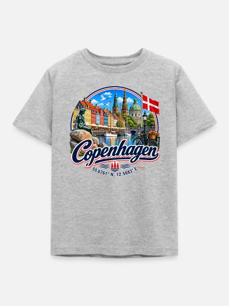 Copenhagen - Denmark - Kopenhagen - Dänemark - Kinder T-Shirt - Grau meliert