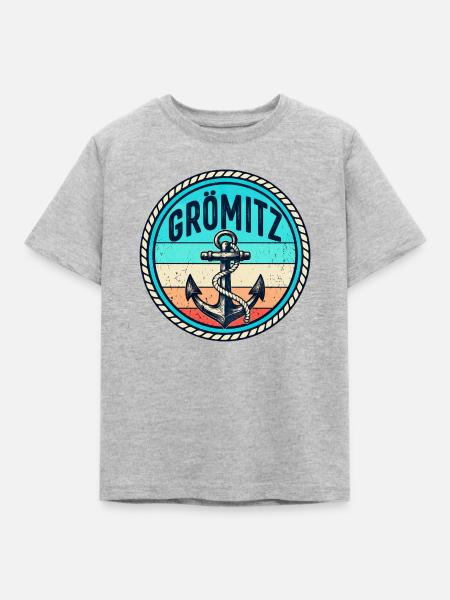 Grömitz - Insel - Anker - Ostsee - Deutschland - Kinder T-Shirt - Grau meliert