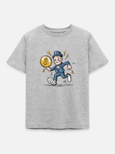 -Mann mit Bitcoin - Kinder T-Shirt - Grau meliert
