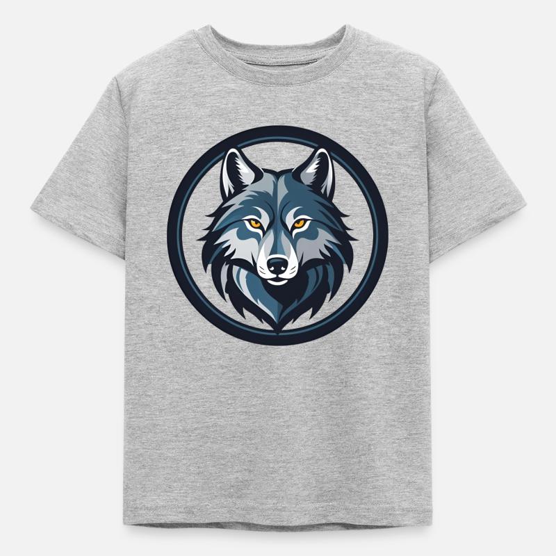 Wolf - Kinder T-Shirt - Grau meliert