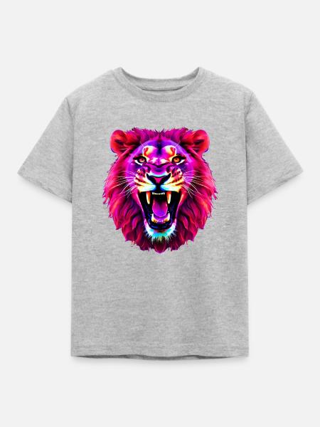 Löwe - Kinder T-Shirt - Grau meliert