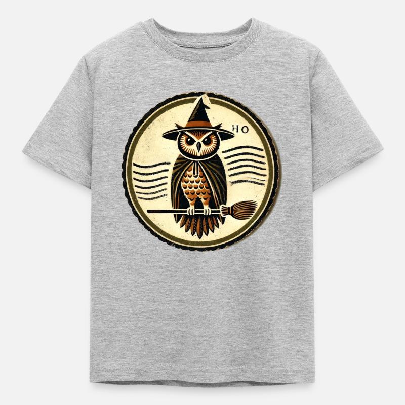 Halloween-Eule - Kinder T-Shirt - Grau meliert