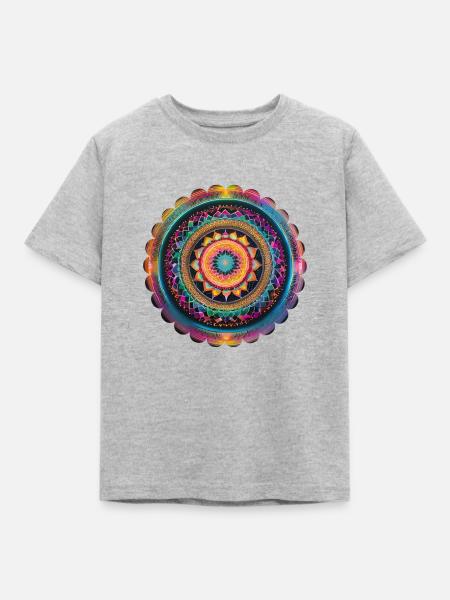 Futuristisches Mandala - Kinder T-Shirt - Grau meliert