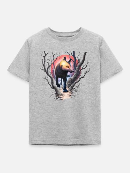 Fuchs auf der Jagd - Kinder T-Shirt - Grau meliert