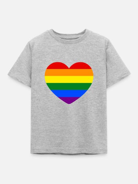 Regenbogenherz - Kinder T-Shirt - Grau meliert