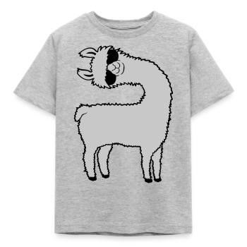 Lama guckt schief - Kinder T-Shirt - Grau meliert - Vorne - AI Model Kid Male (0cm)