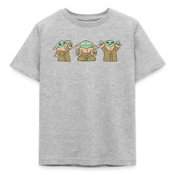 Star Wars: Mandalorian Baby Yoda Posen - Kinder T-Shirt - Grau meliert - Vorne - AI Model Kid Male (0cm)