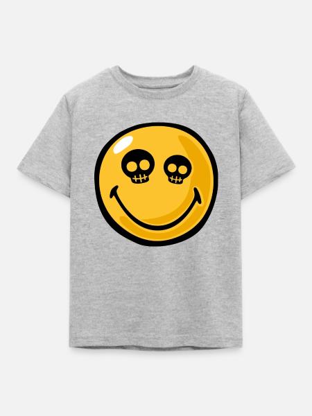 Smiley skull eyes - Kinder T-Shirt - Grau meliert