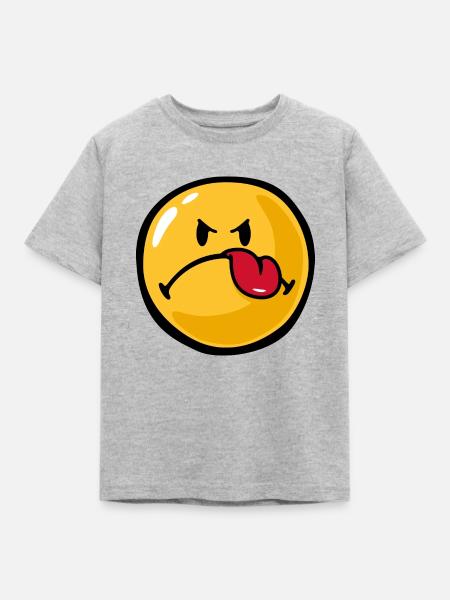Smiley anger detest - Kinder T-Shirt - Grau meliert