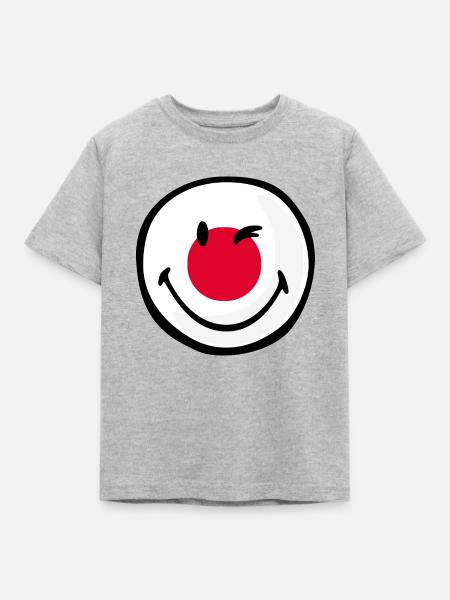 Smiley Flag Japan - Kinder T-Shirt - Grau meliert
