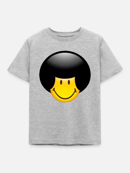 Smiley Glossy Afro - Kinder T-Shirt - Grau meliert