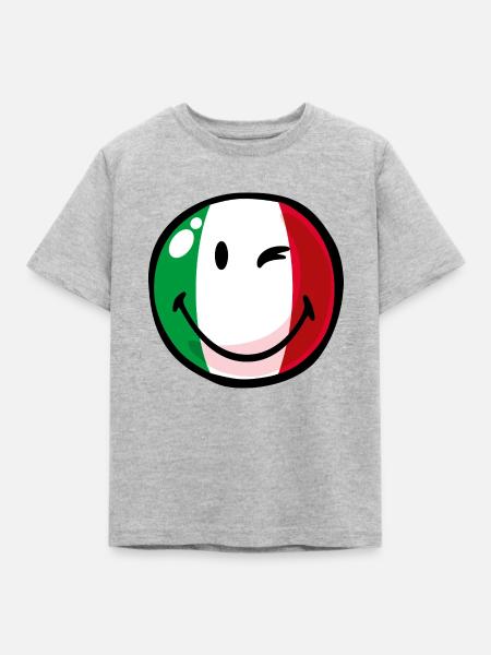 Smiley Italy - Kinder T-Shirt - Grau meliert