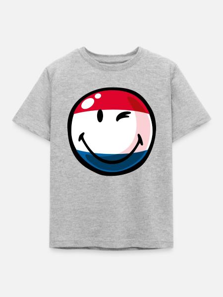 Smiley Netherlands - Kinder T-Shirt - Grau meliert