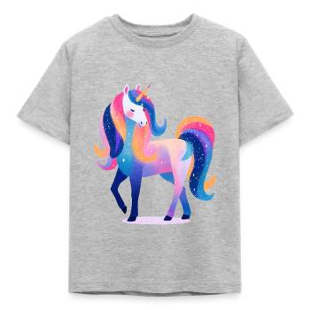 Paillettes Licorne Lily - T-shirt Enfant - gris chiné - Devant - AI Model Kid Male (0cm)