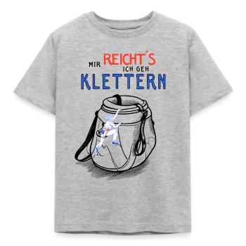 Kletter T-Shirt, Frauenich - geh klettern - Kinder T-Shirt - Grau meliert - Vorne - AI Model Kid Male (0cm)