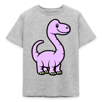 Dinosaurier Brontosaurus Comic - Kinder T-Shirt - Grau meliert - Vorne - AI Model Kid Male (0cm)