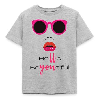 Hello BeYOUtiful Bold Art - Kids' T-Shirt - heather grey - Front - AI Model Kid Male (0cm)