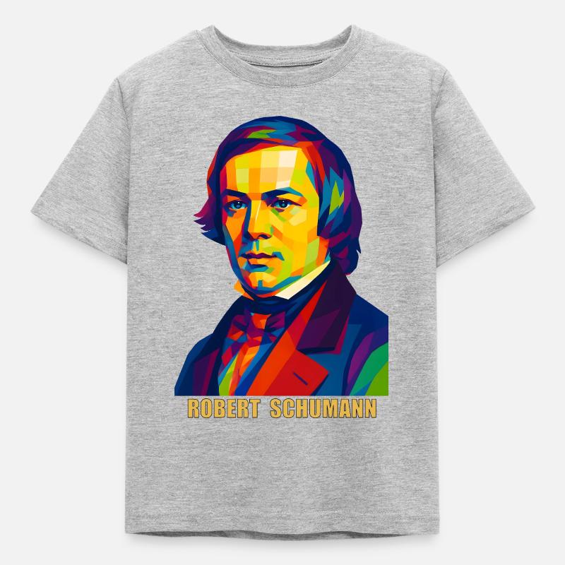 WPAP Polygon Portrait Robert Schumann Composer - Kids' T-Shirt - heather grey