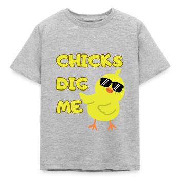 Chicks Dig Me - Kids' T-Shirt - heather grey - Front - AI Model Kid Male (0cm)