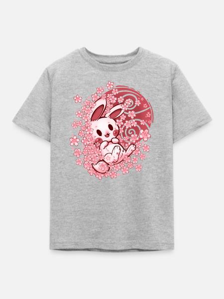 Spring Blossom Bunny - T-shirt barn - gråmelerad
